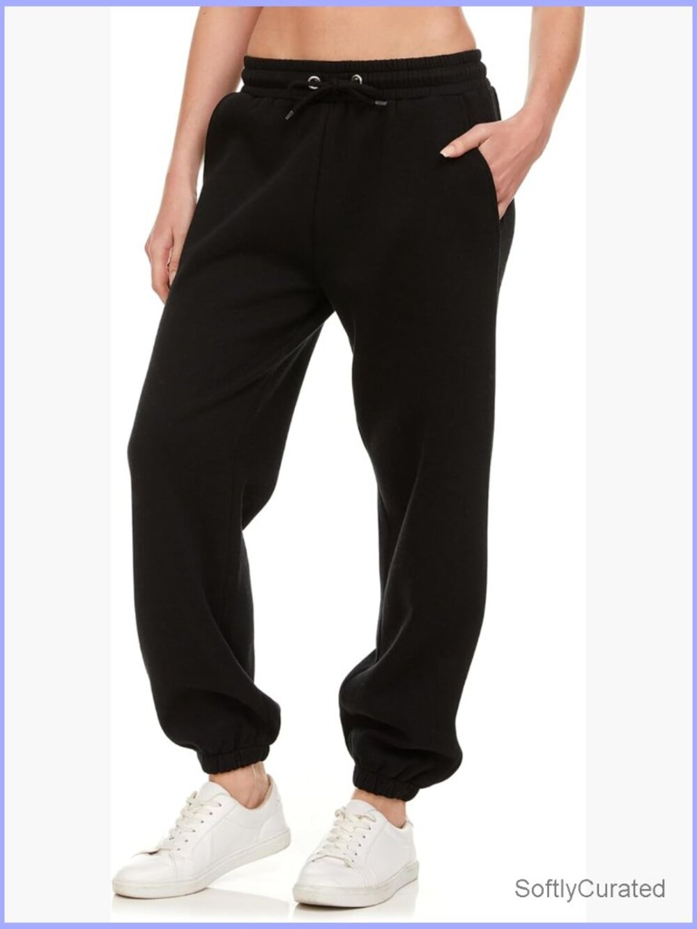High Waisted Plus Size Fleece Joggers with Pockets - Cozy Lounge Pants
